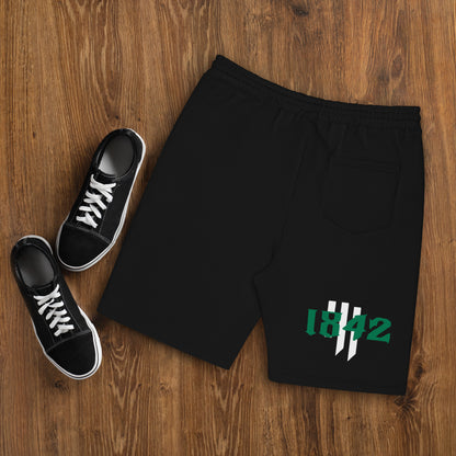 1842 green n white Men's fleece shorts